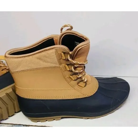 Universal Thread Women's 10 Duck Boots Waterproof Rain Lace Up Tan Black Ankle - Picture 6 of 16
